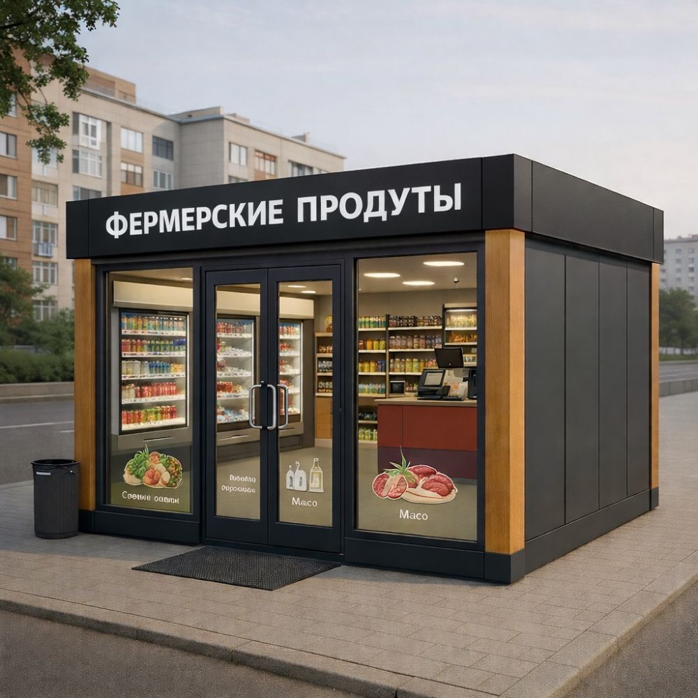 Торговый павильон из сендвич панелей для магазина и розничной торговли